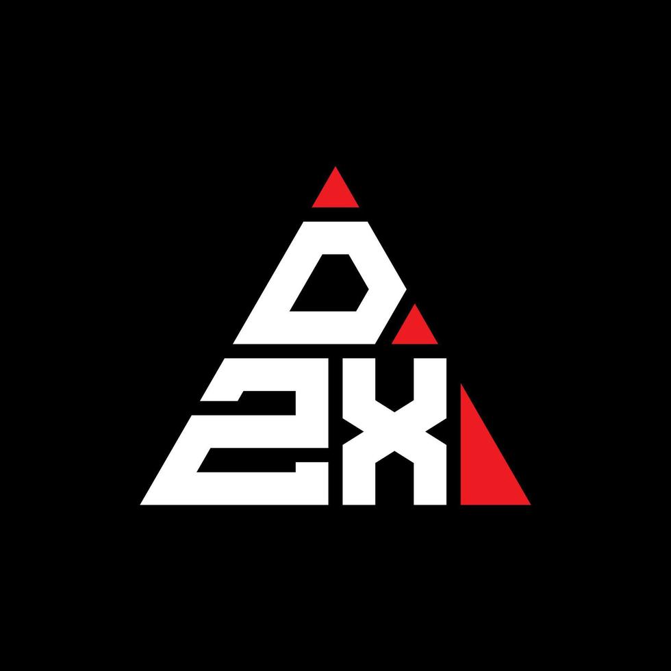 dzx triangel bokstavslogotypdesign med triangelform. dzx triangel logotyp design monogram. dzx triangel vektor logotyp mall med röd färg. dzx triangulär logotyp enkel, elegant och lyxig logotyp.
