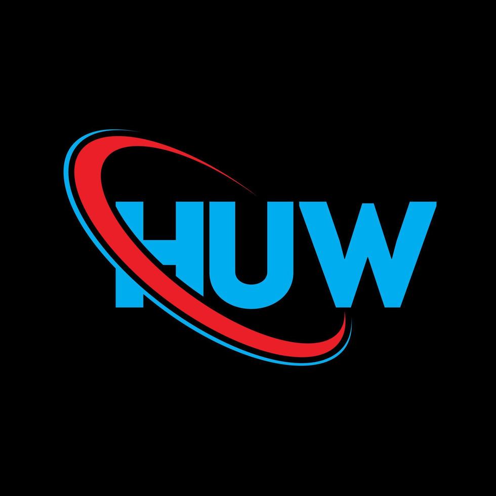 huh Logo. Huhu Brief. huw Brief-Logo-Design. Initialen huw Logo verbunden mit Kreis und Monogramm-Logo in Großbuchstaben. huw typografie für technologie-, geschäfts- und immobilienmarke. vektor