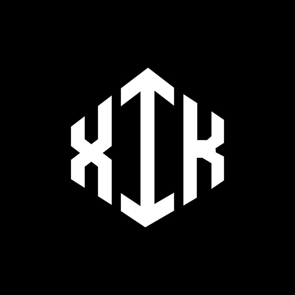 xik bokstavslogotypdesign med polygonform. xik polygon och kubform logotypdesign. xik hexagon vektor logotyp mall vita och svarta färger. xik monogram, affärs- och fastighetslogotyp.