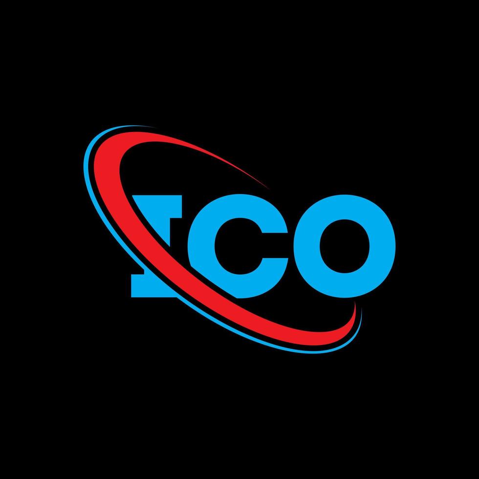 ico logotyp. ico brev. ico brev logotyp design. initialer ico logotyp länkad med cirkel och versaler monogram logotyp. ico typografi för teknik, affärs- och fastighetsmärke. vektor