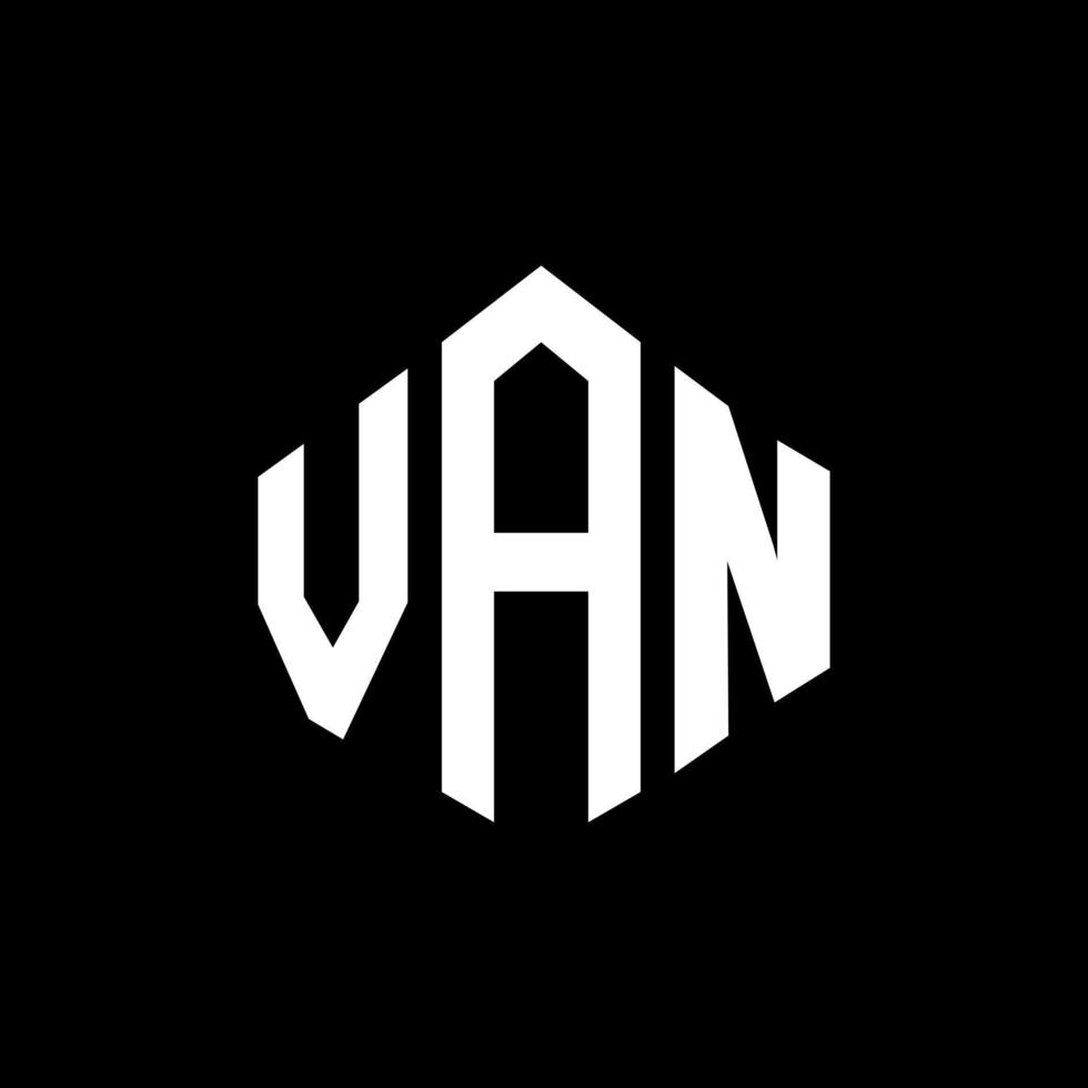 Van-Brief-Logo-Design mit Polygonform. Van Polygon- und Würfelform-Logo-Design. Van Sechseck-Vektor-Logo-Vorlage in weißen und schwarzen Farben. Van-Monogramm, Geschäfts- und Immobilienlogo. vektor