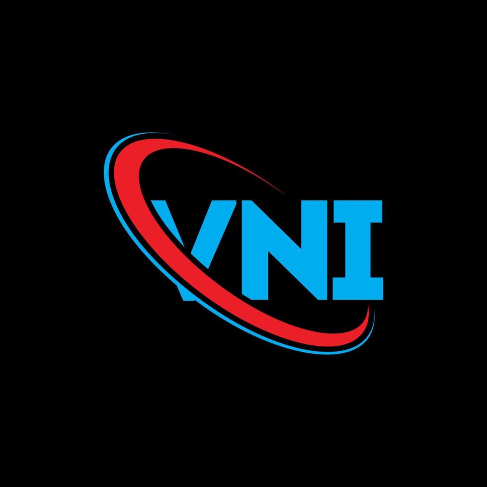 vni logotyp. vni brev. vni brev logotyp design. initialer vni logotyp länkad med cirkel och versaler monogram logotyp. vni typografi för teknik, företag och fastighetsmärke. vektor