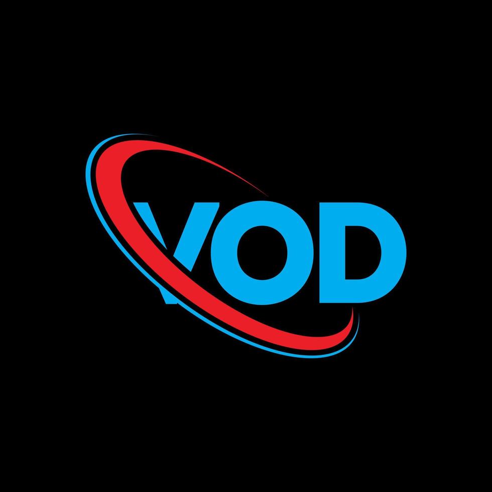 Vod-Logo. vod Brief. vod-Buchstaben-Logo-Design. Initialen-Vod-Logo, verbunden mit Kreis und Monogramm-Logo in Großbuchstaben. vod-typografie für technologie-, geschäfts- und immobilienmarke. vektor