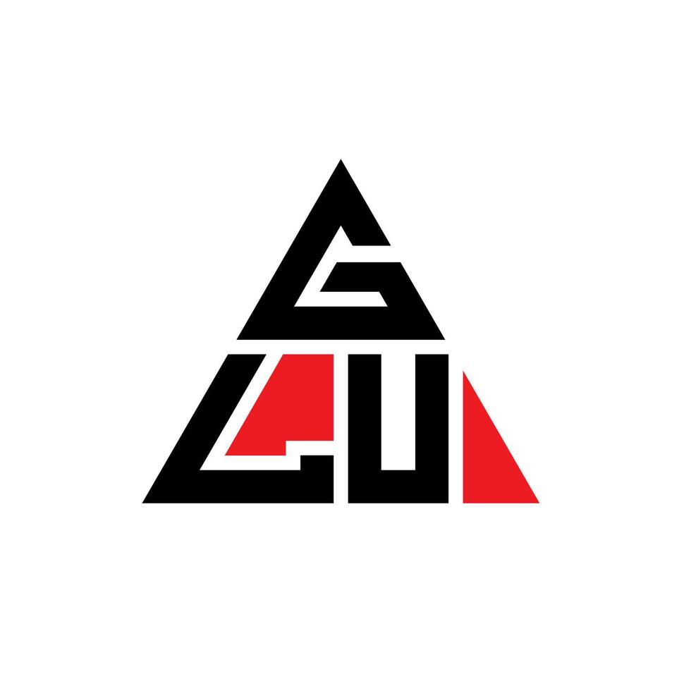Glu-Dreieck-Buchstaben-Logo-Design mit Dreiecksform. Glu-Dreieck-Logo-Design-Monogramm. Glu-Dreieck-Vektor-Logo-Vorlage mit roter Farbe. glu dreieckiges logo einfaches, elegantes und luxuriöses logo. vektor