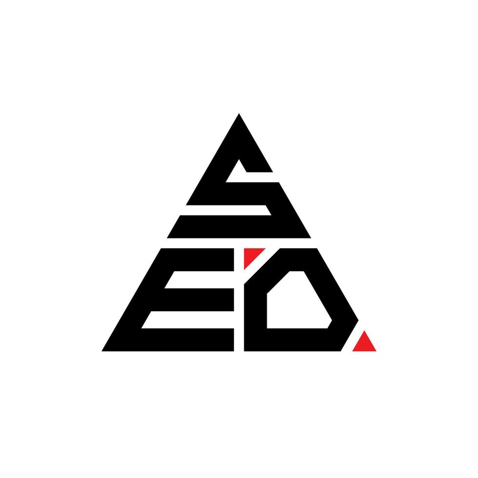 SEO-Dreieck-Buchstaben-Logo-Design mit Dreiecksform. SEO-Dreieck-Logo-Design-Monogramm. SEO-Dreieck-Vektor-Logo-Vorlage mit roter Farbe. seo dreieckiges logo einfaches, elegantes und luxuriöses logo. vektor