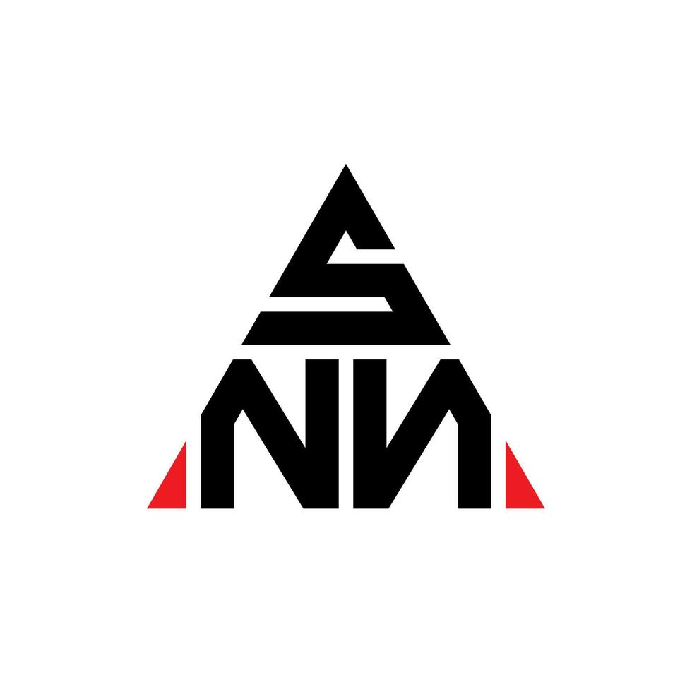 snn triangel bokstavslogotyp design med triangelform. snn triangel logotyp design monogram. snn triangel vektor logotyp mall med röd färg. snn trekantig logotyp enkel, elegant och lyxig logotyp.