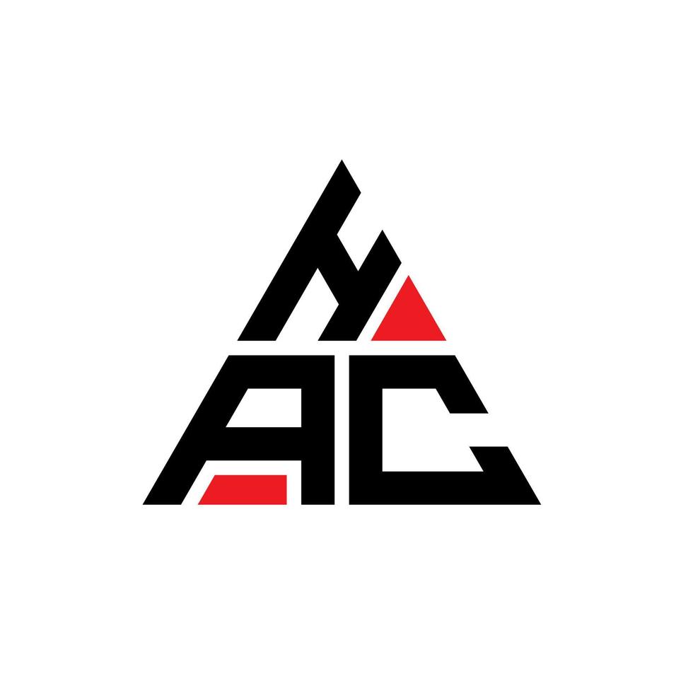 hac triangel bokstavslogotypdesign med triangelform. hac triangel logotyp design monogram. hac triangel vektor logotyp mall med röd färg. hac triangulär logotyp enkel, elegant och lyxig logotyp.