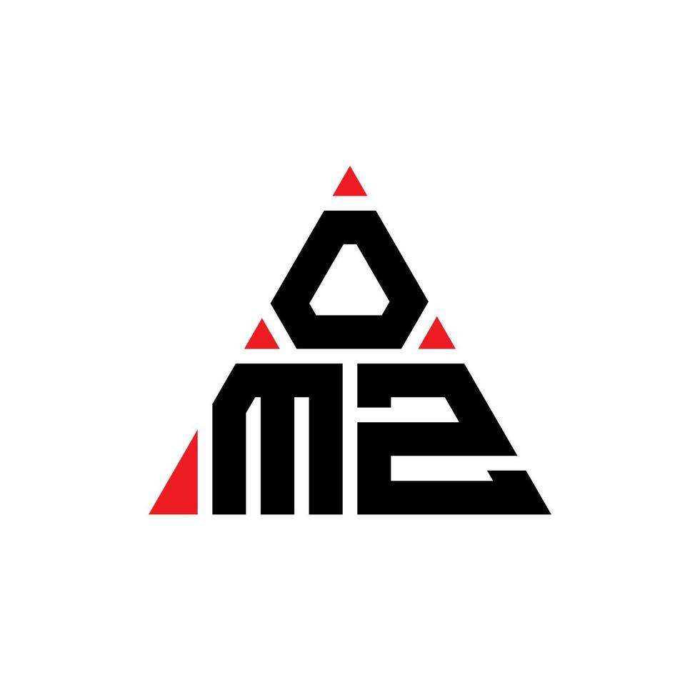 omz triangel bokstavslogotypdesign med triangelform. omz triangel logotyp design monogram. omz triangel vektor logotyp mall med röd färg. omz triangulär logotyp enkel, elegant och lyxig logotyp.
