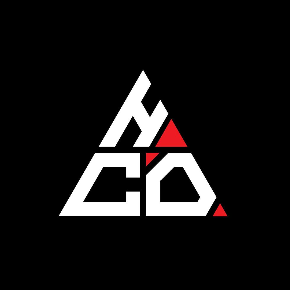 hco triangel bokstavslogotypdesign med triangelform. hco triangel logotyp design monogram. hco triangel vektor logotyp mall med röd färg. hco triangulär logotyp enkel, elegant och lyxig logotyp.