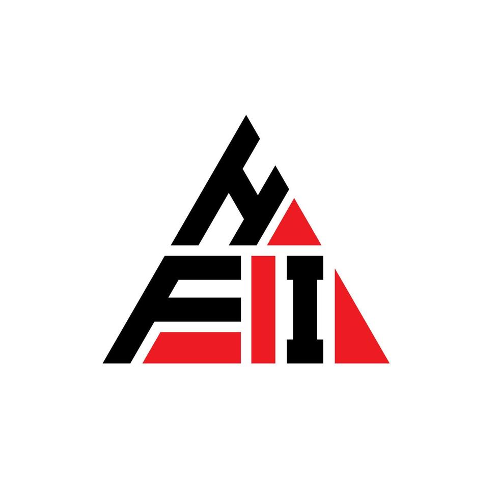 hfi triangel bokstavslogotyp design med triangelform. hfi triangel logotyp design monogram. hfi triangel vektor logotyp mall med röd färg. hfi triangulär logotyp enkel, elegant och lyxig logotyp.