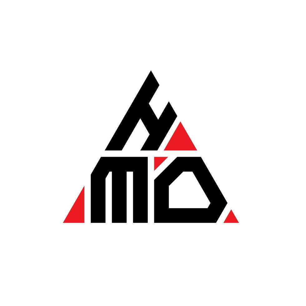 Hmo-Dreieck-Buchstaben-Logo-Design mit Dreiecksform. Hmo-Dreieck-Logo-Design-Monogramm. Hmo-Dreieck-Vektor-Logo-Vorlage mit roter Farbe. hmo dreieckiges Logo einfaches, elegantes und luxuriöses Logo. vektor