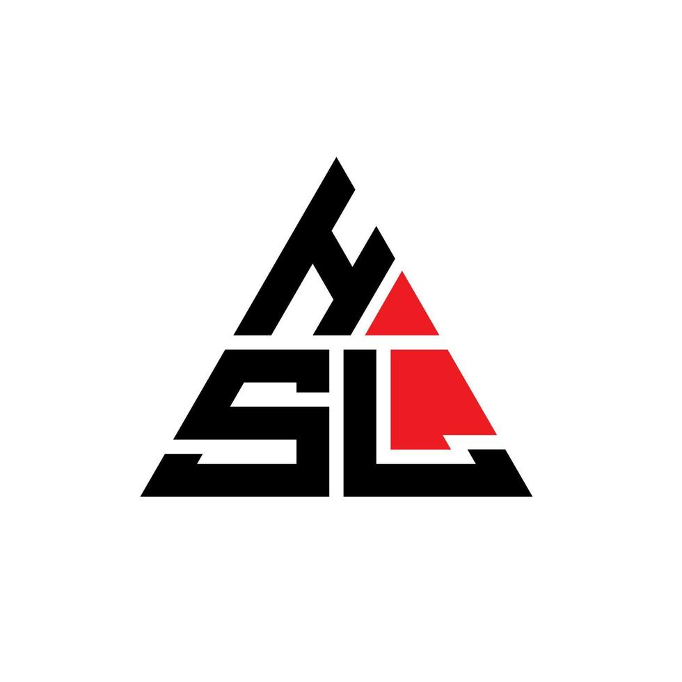 hsl-Dreieck-Buchstaben-Logo-Design mit Dreiecksform. hsl-Dreieck-Logo-Design-Monogramm. hsl-Dreieck-Vektor-Logo-Vorlage mit roter Farbe. hsl dreieckiges Logo einfaches, elegantes und luxuriöses Logo. vektor