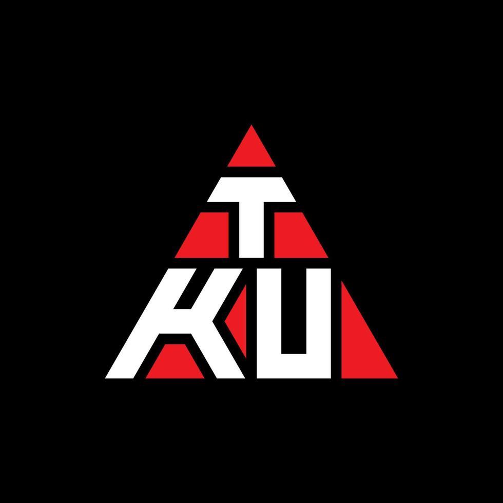 tku-Dreieck-Buchstaben-Logo-Design mit Dreiecksform. TKU-Dreieck-Logo-Design-Monogramm. TKU-Dreieck-Vektor-Logo-Vorlage mit roter Farbe. tku dreieckiges Logo einfaches, elegantes und luxuriöses Logo. vektor