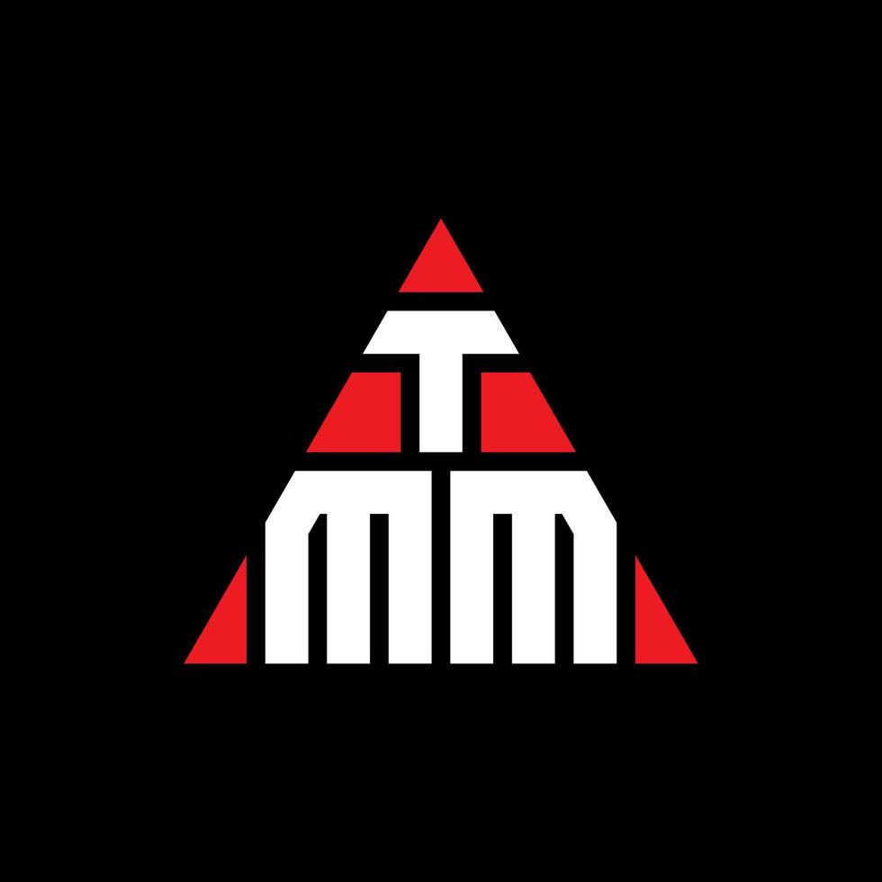 tmm triangel bokstavslogotypdesign med triangelform. tmm triangel logotyp design monogram. tmm triangel vektor logotyp mall med röd färg. tmm triangulär logotyp enkel, elegant och lyxig logotyp.