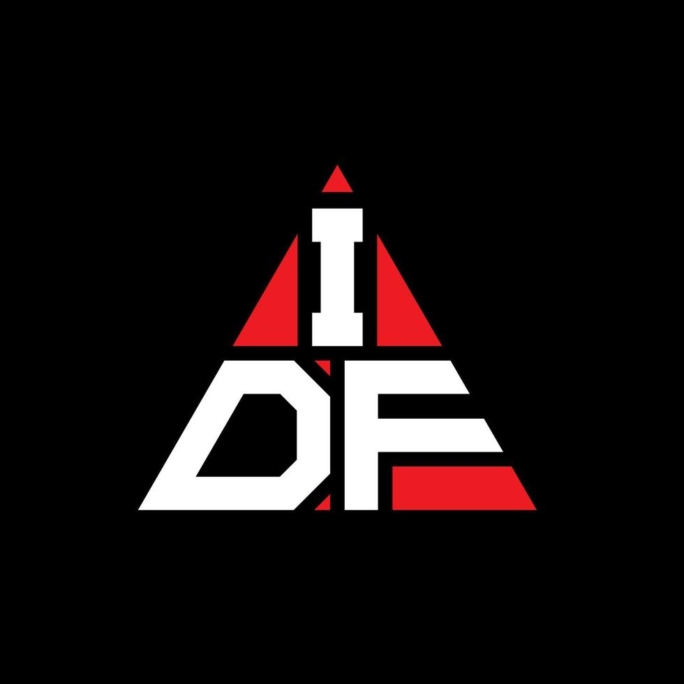 idf triangel bokstavslogotypdesign med triangelform. idf triangel logotyp design monogram. idf triangel vektor logotyp mall med röd färg. idf triangulär logotyp enkel, elegant och lyxig logotyp.