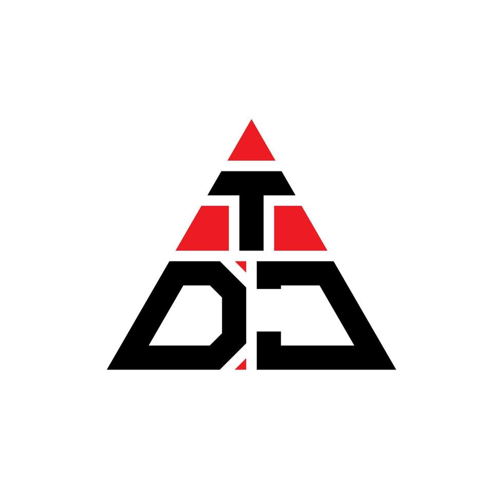 tdj triangel bokstavslogotypdesign med triangelform. tdj triangel logotyp design monogram. tdj triangel vektor logotyp mall med röd färg. tdj triangulär logotyp enkel, elegant och lyxig logotyp.