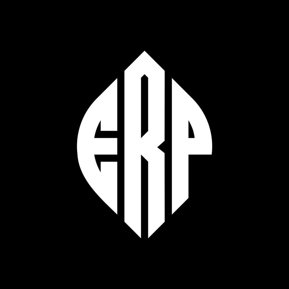 ERP-Kreisbuchstaben-Logo-Design mit Kreis- und Ellipsenform. ERP-Ellipsenbuchstaben mit typografischem Stil. Die drei Initialen bilden ein Kreislogo. ERP-Kreis-Emblem abstrakter Monogramm-Buchstaben-Markenvektor. vektor