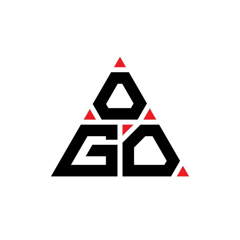 Ogo-Dreieck-Buchstaben-Logo-Design mit Dreiecksform. Ogo-Dreieck-Logo-Design-Monogramm. Ogo-Dreieck-Vektor-Logo-Vorlage mit roter Farbe. ogo dreieckiges Logo einfaches, elegantes und luxuriöses Logo. vektor