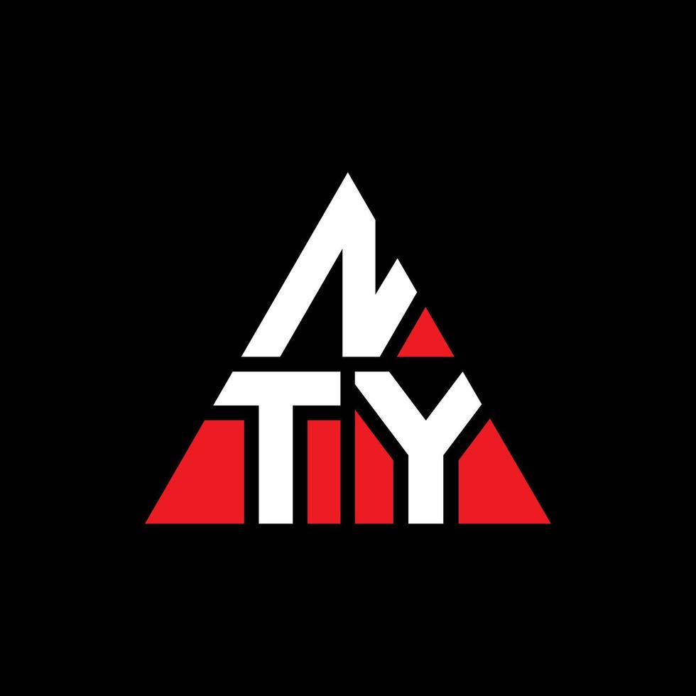 nty triangel bokstavslogotyp design med triangelform. nty triangel logotyp design monogram. nty triangel vektor logotyp mall med röd färg. nty triangulär logotyp enkel, elegant och lyxig logotyp.