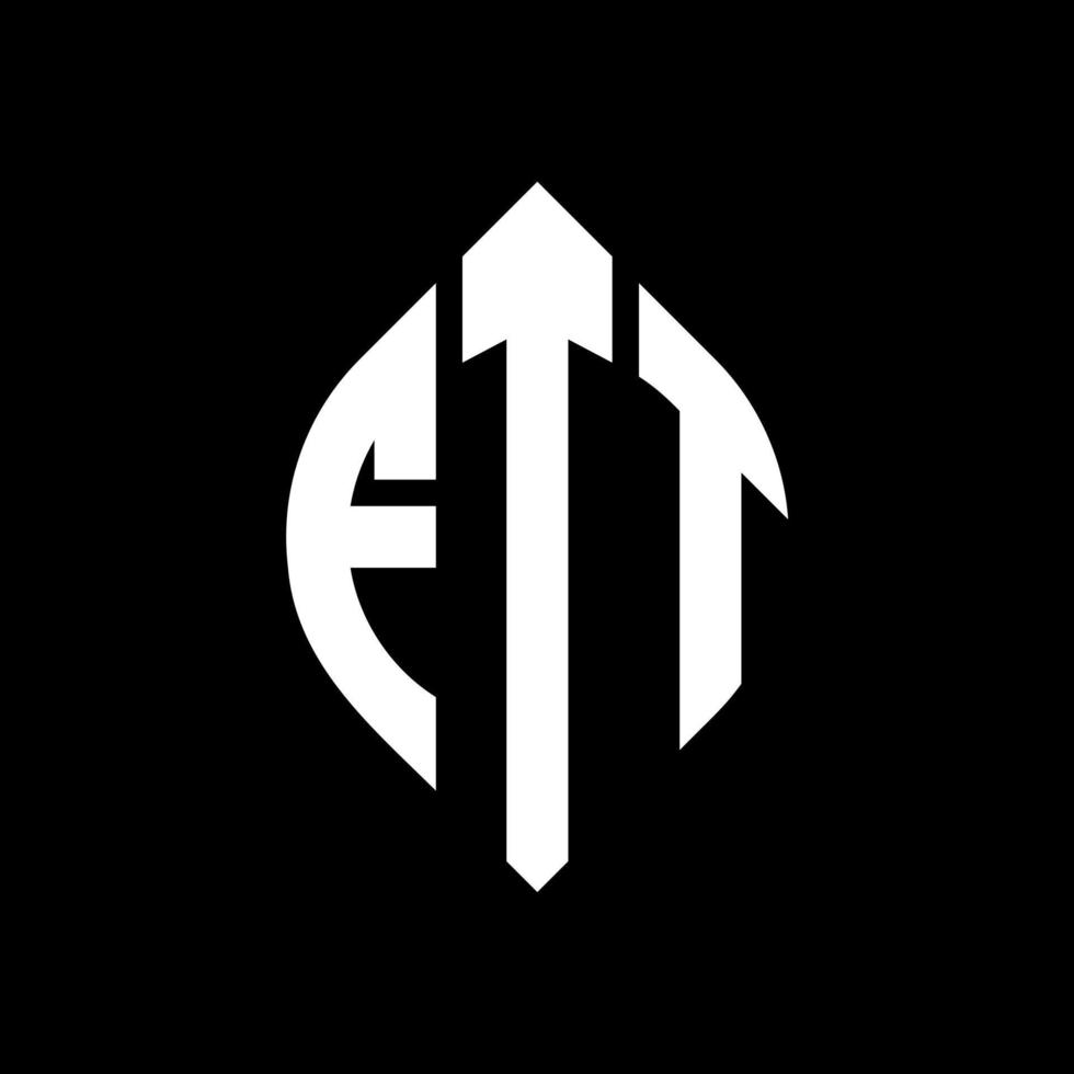 ftt-Kreisbuchstaben-Logo-Design mit Kreis- und Ellipsenform. ftt Ellipsenbuchstaben mit typografischem Stil. Die drei Initialen bilden ein Kreislogo. ftt-Kreis-Emblem abstrakter Monogramm-Buchstaben-Markierungsvektor. vektor
