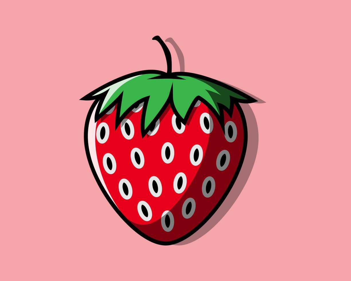 vektor illustration jordgubbe frukt ikon platt design färgglada.