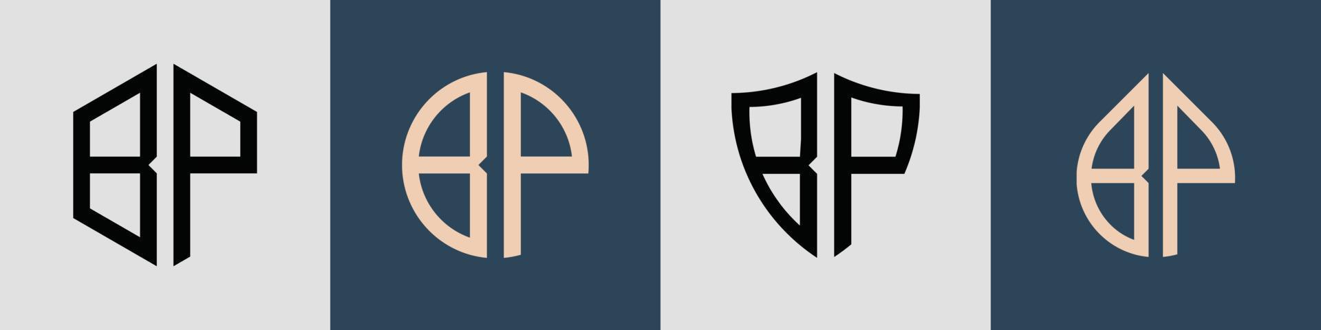 kreativa enkla initiala bokstäver bp logo designs bunt. vektor