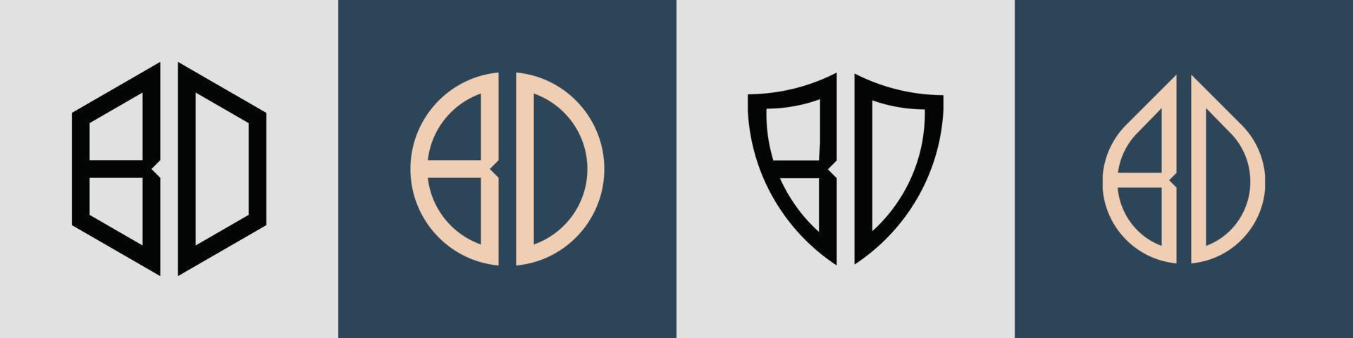 kreativa enkla initiala bokstäver bd-logotypdesigner bunt. vektor