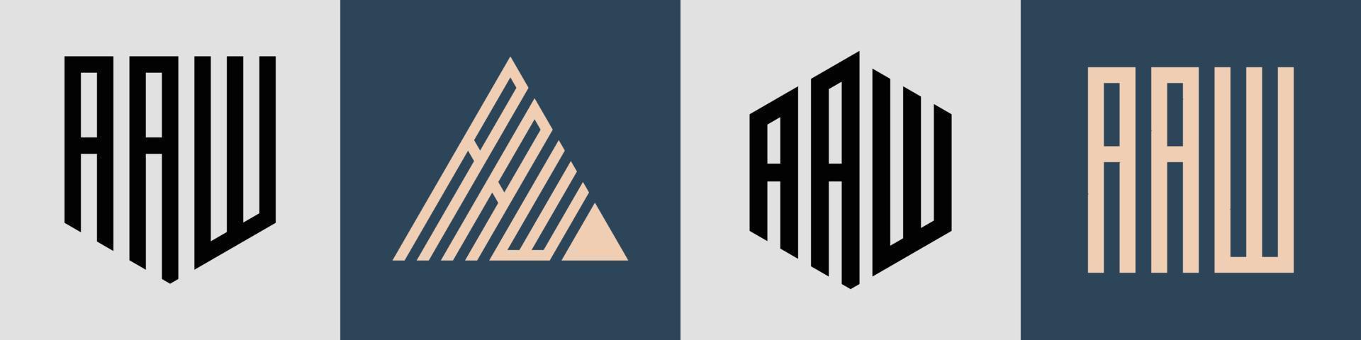 kreativa enkla initiala bokstäver aaw logotyp design bunt. vektor
