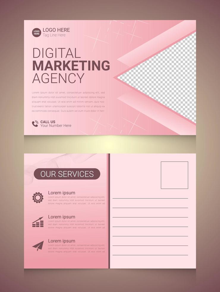 digital marknadsföringsbyrå vykort malldesign vektor
