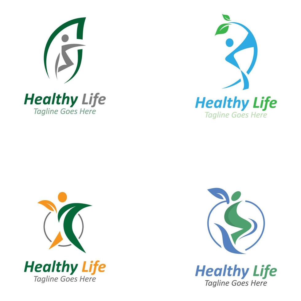 Wellness-Menschen-Logo-Design-Vorlage gesundes Pflegekonzept vektor