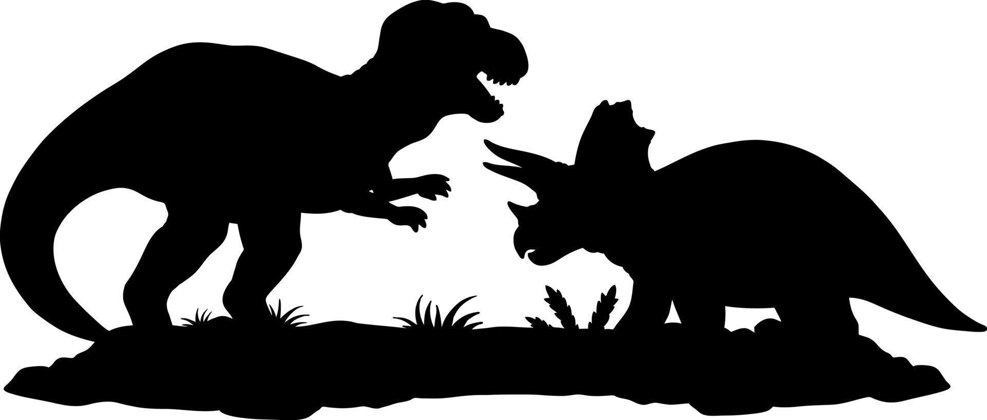 dinosaurierkampf, silhouettenillustration vektor