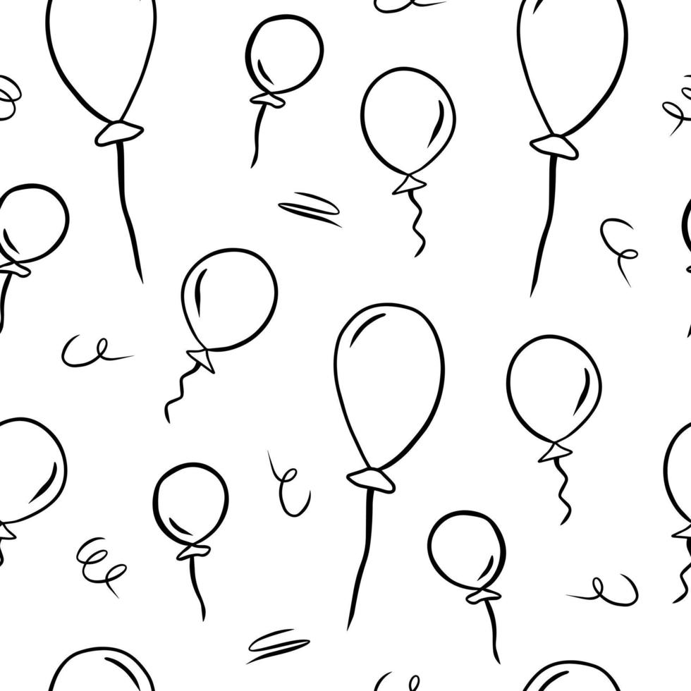 nahtloses muster der karikatur mit den luftballons lokalisiert auf weißem hintergrund. einfaches Doodle-Vektor-Tapetendesign für Kinder. Stoffdruckvorlage. vektor