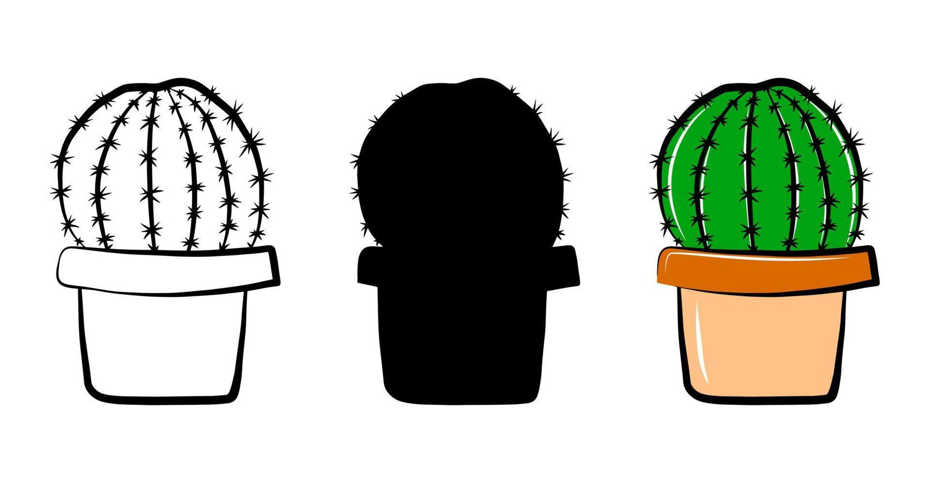 kaktus suckulent i blomkruka vektor ikonuppsättning isolerade tecknad illustration clipart.