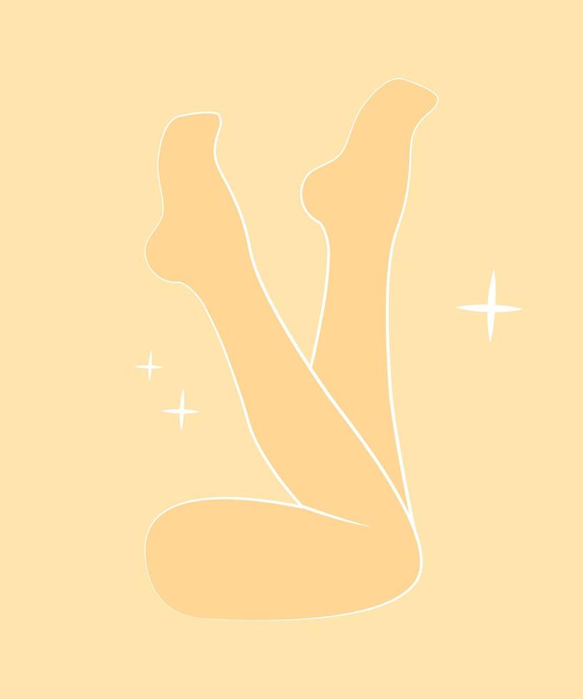 kvinnliga släta ben. hårborttagning. laser- och vaxepilering. vektor illustration av eleganta fötter i en trendig minimalistisk stil. linjär logotyp för skönhetssalong eller sockersalong. hudvård koncept.