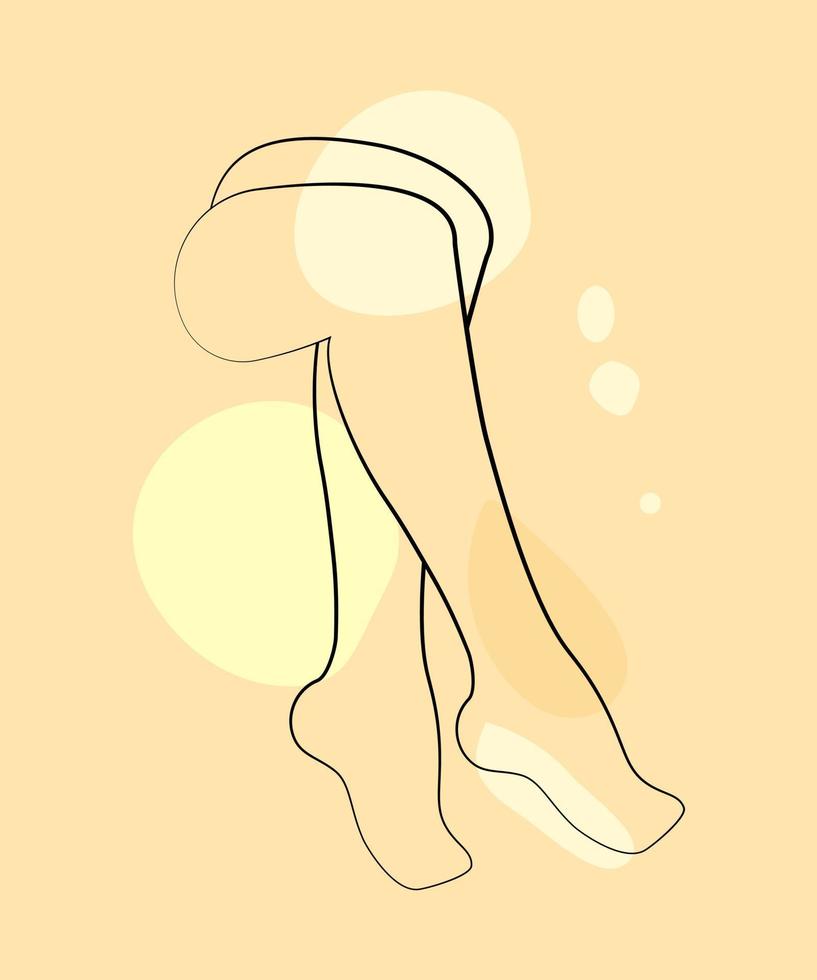 kvinnliga släta ben. hårborttagning. laser- och vaxepilering. vektor illustration av eleganta fötter i en trendig minimalistisk stil. linjär logotyp för skönhetssalong eller sockersalong. hudvård koncept.