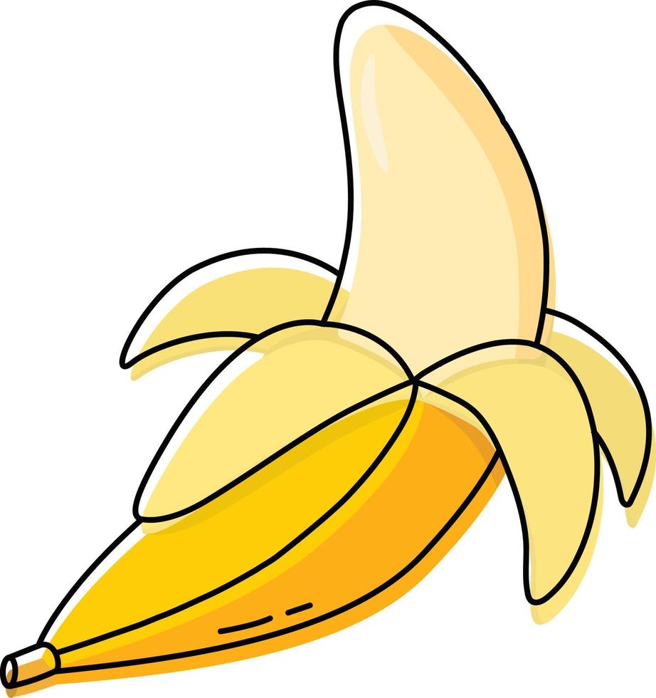 vektor illustration av en söt banan. bananillustration används för tidningar, böcker, applikationer, affischer, menyomslag, webbsidor, reklam, marknadsföring, ikoner, logotyper.