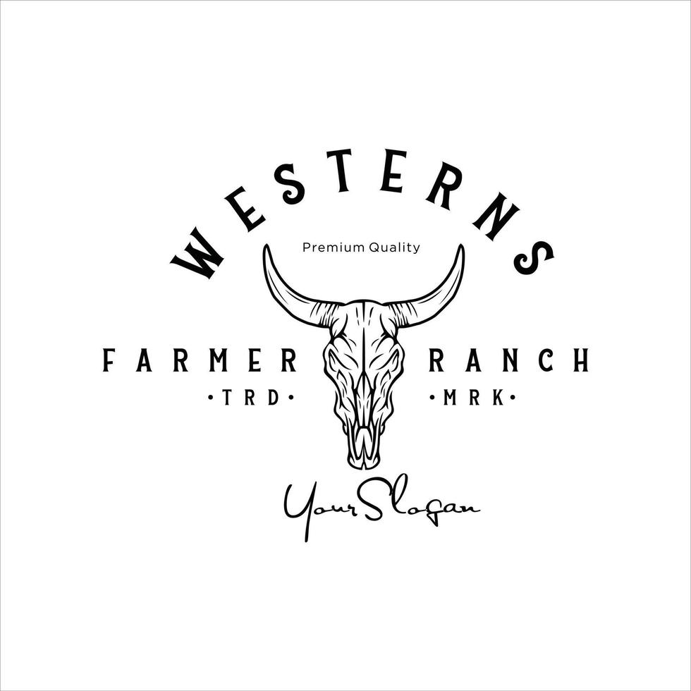 Büffel für Western Country Farm Ranch Country Logo Design Vintage Retro vektor