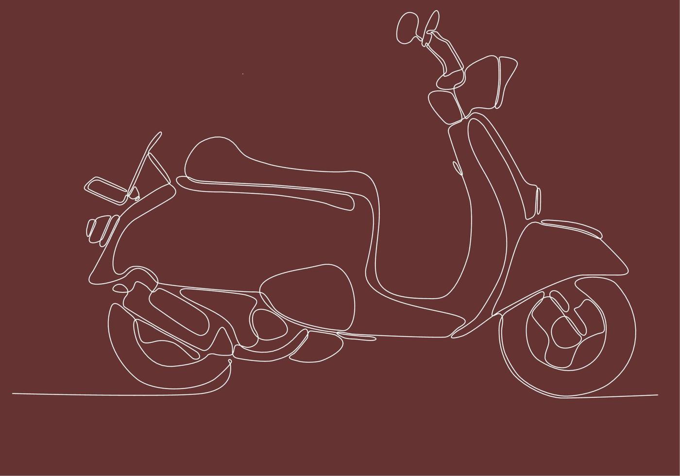 kontinuerlig linje motorcykel skoter vektor illustration