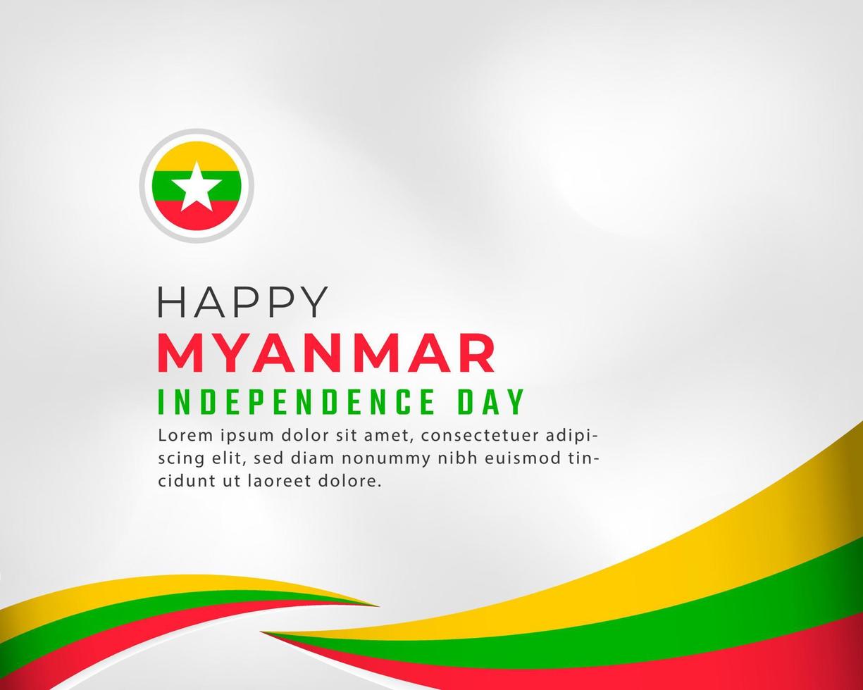 glad myanmar självständighetsdag 4 januari firande vektor designillustration. mall för affisch, banner, reklam, gratulationskort eller print designelement