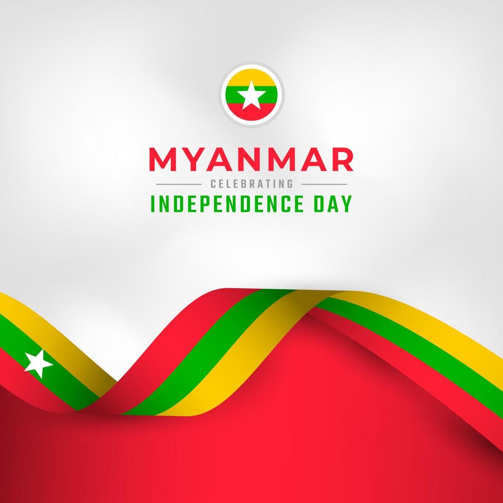 glad myanmar självständighetsdag 4 januari firande vektor designillustration. mall för affisch, banner, reklam, gratulationskort eller print designelement