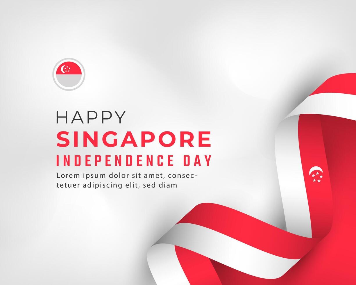 glad singapores självständighetsdag 9 augusti firande vektordesignillustration. mall för affisch, banner, reklam, gratulationskort eller print designelement vektor