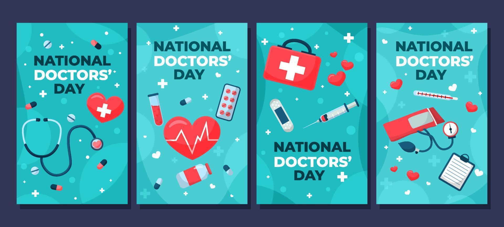 nationella läkare dag uppsättning kort vektor