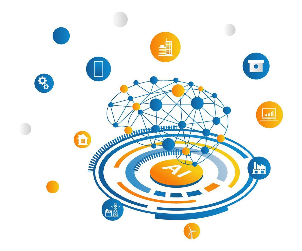 illustration des künstlichen gehirns für fortschrittliche technologie vektor