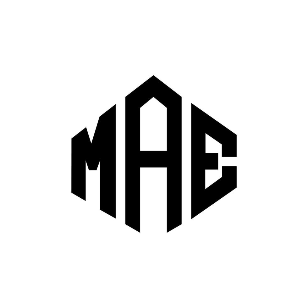 Mae-Buchstaben-Logo-Design mit Polygonform. Mae Polygon- und Würfelform-Logo-Design. Mae Sechseck-Vektor-Logo-Vorlage in weißen und schwarzen Farben. Mae-Monogramm, Geschäfts- und Immobilienlogo. vektor