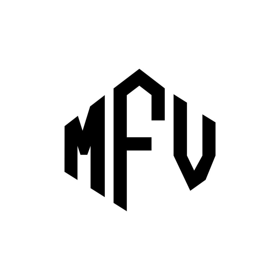 mfv bokstavslogotyp med polygonform. mfv polygon och kubform logotypdesign. mfv hexagon vektor logotyp mall vita och svarta färger. mfv-monogram, affärs- och fastighetslogotyp.