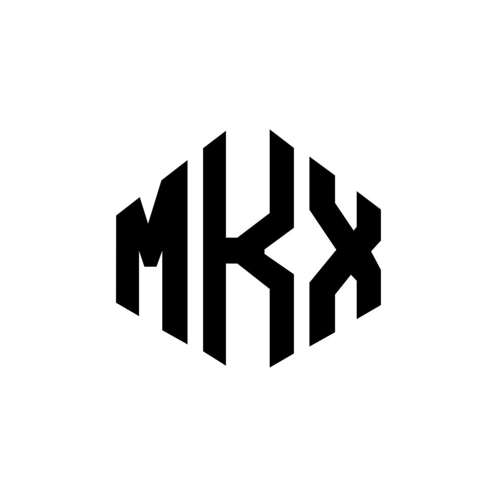 mkx bokstavslogotypdesign med polygonform. mkx polygon och kubform logotypdesign. mkx hexagon vektor logotyp mall vita och svarta färger. mkx monogram, affärs- och fastighetslogotyp.