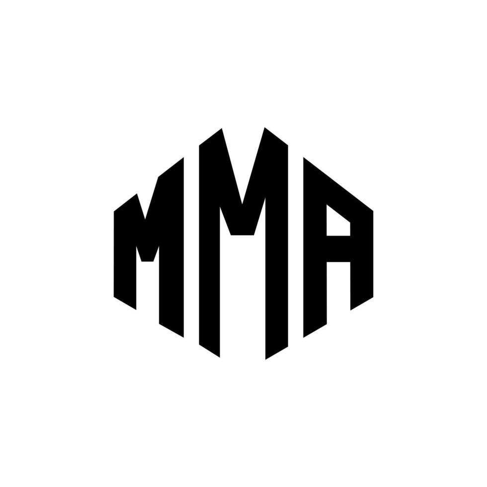 mma-Buchstaben-Logo-Design mit Polygonform. mma Polygon- und Würfelform-Logo-Design. mma Sechseck-Vektor-Logo-Vorlage in weißen und schwarzen Farben. mma-monogramm, geschäfts- und immobilienlogo. vektor