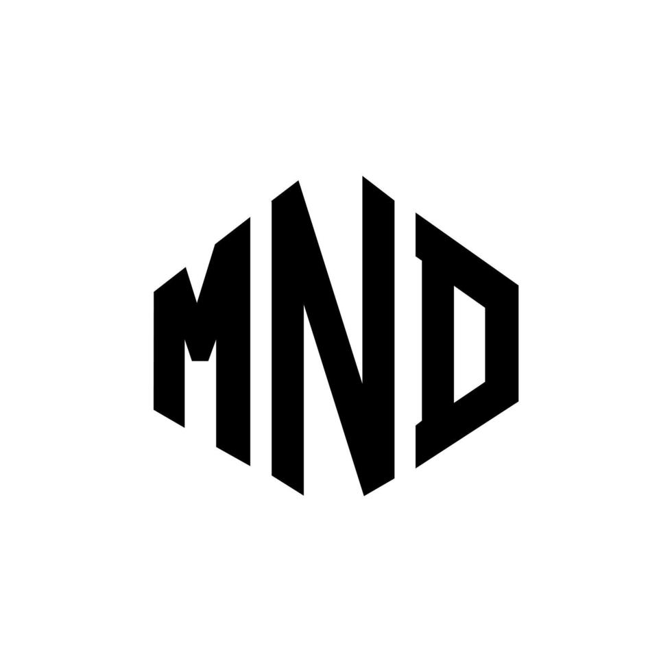 mnd brev logotyp design med polygon form. mnd polygon och kubform logotypdesign. mnd hexagon vektor logotyp mall vita och svarta färger. mnd monogram, affärs- och fastighetslogotyp.