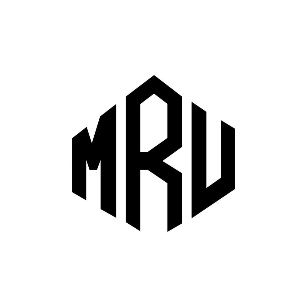 mru brev logotyp design med polygon form. mru polygon och kubform logotypdesign. mru hexagon vektor logotyp mall vita och svarta färger. mru monogram, affärs- och fastighetslogotyp.