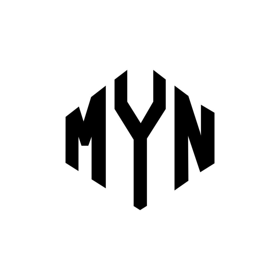 Myn-Brief-Logo-Design mit Polygonform. Myn Polygon- und Würfelform-Logo-Design. Myn Sechseck-Vektor-Logo-Vorlage in weißen und schwarzen Farben. Myn-Monogramm, Geschäfts- und Immobilienlogo. vektor